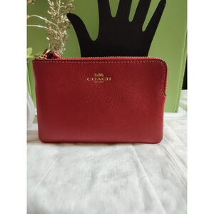 Coach Corner Zip Wristlet Red/ Gold 58032 - EUC- Authentic